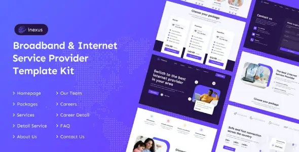 Inexus Broadband &amp; Internet Service Provider Elementor Template Kit
