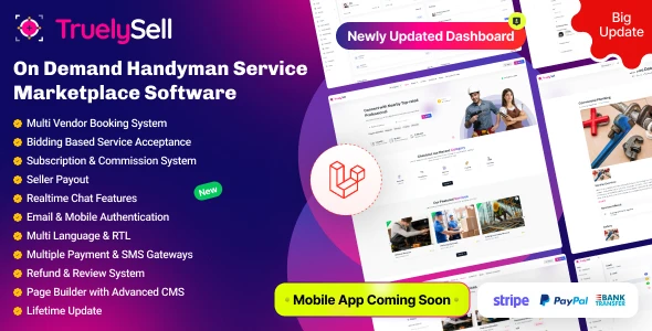 TruelySell – Professional Service Booking Marketplace | Bark &amp; TaskRabbit Clone (Laravel 12)