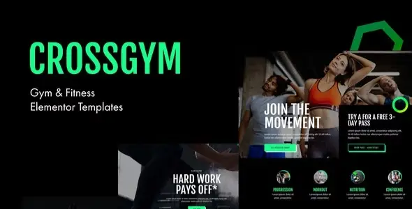 CrossGym – Gym &amp; Fitness Elementor Template Kit